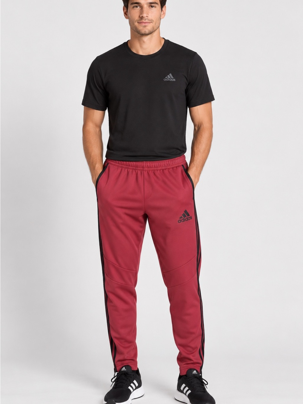 Adidas AEROREADY Men’s M Red Black Tapered Track Pants
